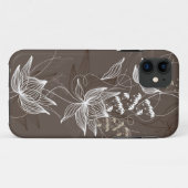 Dunkles Brownblumenmuster Case-Mate iPhone Hülle (Rückseite (Horizontal))