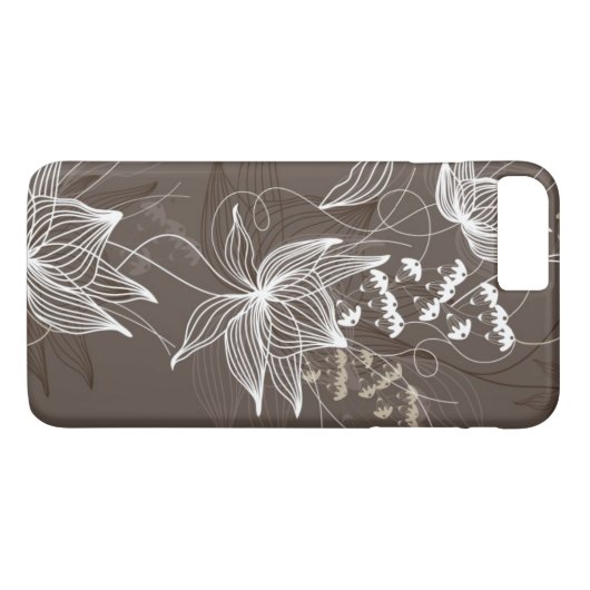 Dunkles Brownblumenmuster Case-Mate iPhone Hülle (Rückseite (Horizontal))