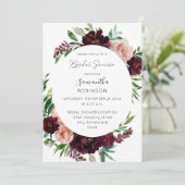 Dunkles Burgund & Blush Pink Brautparty Einladung (Stehend Vorderseite)