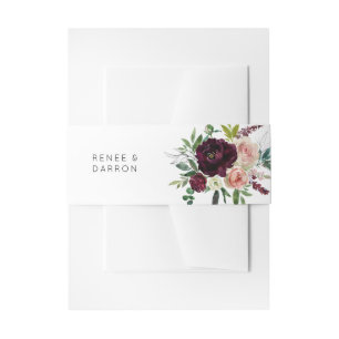Dunkles Burgund und hellrosa Rosa Blüten Einladungsbanderole