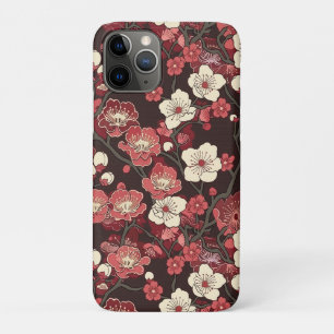 Dunkles Burgunder Sakura Florales Korallenblütenmu Case-Mate iPhone Hülle