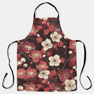 Dunkles Burgunder Sakura Florales Korallenblütenmu Schürze