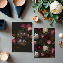 Dunkles Burgunderrot Florales Moody Schwarz Elegan