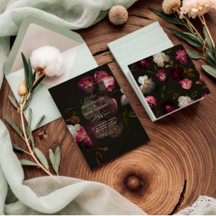 Dunkles Burgunderrot Florales Moody Schwarzes Eleg Einladung