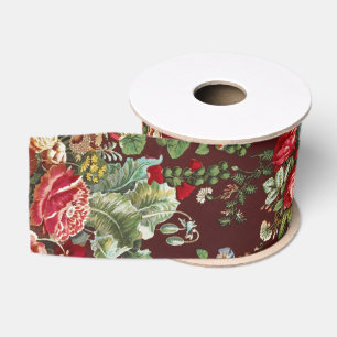 Dunkles Burgunderrot viktorianisches Rosen-Blumenb Ripsband