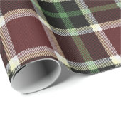 Dunkles Burgundy Grüner weißer Tartan Kariertes Mu Geschenkpapier (Rolleneckpunkt)