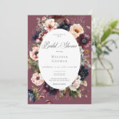 Dunkles Burgundy Oval Floral Frame Brautparty Einladung (Stehend Vorderseite)