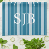 Dunkles Cerulean Viktorianisch Strip Butterfly Mon Geschirrtuch (Gefaltet)