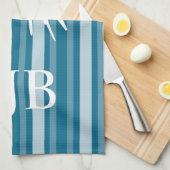 Dunkles Cerulean Viktorianisch Strip Butterfly Mon Geschirrtuch (Viertel Falte)