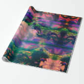 Dunkles Cloudy Rainbow Wrapping Paper Geschenkpapier (Ungerollt)