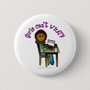 Dunkles Computermädchen Button