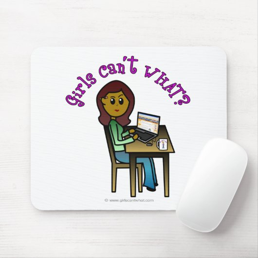 Dunkles Computermädchen Mousepad (Mit Mouse)