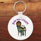 Dunkles Computermädchen Schlüsselanhänger (Vorderseite)