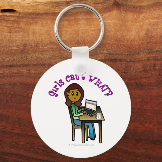 Dunkles Computermädchen Schlüsselanhänger (Vorderseite)