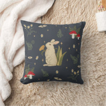 Dunkles Cottagecore-Navy-Botanik-Waldkaninchen