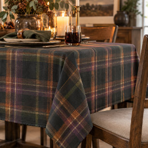 Dunkles Cottagecore Schwarz Rost Herbst Karo Tischdecke
