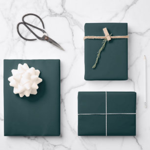 Dunkles Cyan-Blau-Teal-Frühlings-Sommer-Trendfarbe Geschenkpapier Set