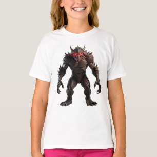 Dunkles Dämonenmonster mit leuchtend roten Augen F T-Shirt