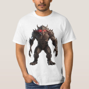Dunkles Dämonenmonster mit leuchtend roten Augen F T-Shirt