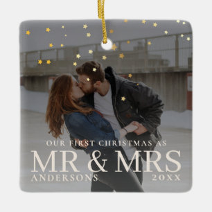 Dunkles Dusky Couple Foto mit Sternen für Weihnach Keramikornament