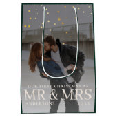 Dunkles Dusky Couple Foto mit Sternen für Weihnach Mittlere Geschenktüte (Rückseite)