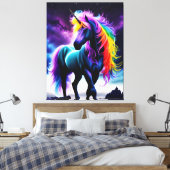 Dunkles Einhorn mit Regenbogenmane Leinwanddruck (Insitu (Schlafzimmer))
