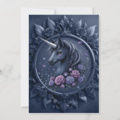 Dunkles Einhornportrait in einem runden Rahmen Einladung (Rückseite)