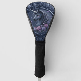 Dunkles Einhornportrait in einem runden Rahmen Golf Headcover