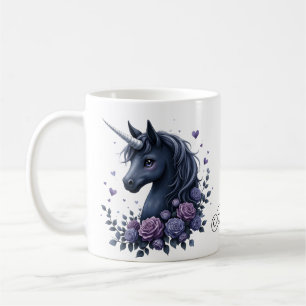 Dunkles Einhornportrait in einem runden Rahmen Kaffeetasse