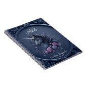 Dunkles Einhornportrait in einem runden Rahmen Notizblock (Rechte Seite)