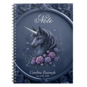 Dunkles Einhornportrait in einem runden Rahmen Notizblock (Vorderseite)