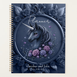 Dunkles Einhornportrait in einem runden Rahmen Planer