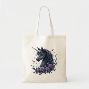 Dunkles Einhornportrait in einem runden Rahmen Tragetasche