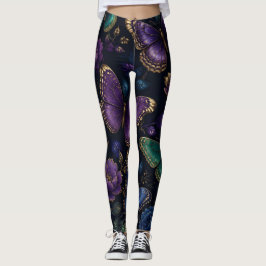 Dunkles elegantes Schmetterlingsmuster Leggings