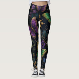 Dunkles elegantes Schmetterlingsmuster Leggings