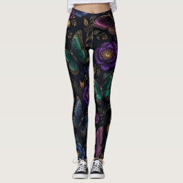 Dunkles elegantes Schmetterlingsmuster Leggings
