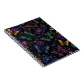 Dunkles elegantes Schmetterlingsmuster Notizblock (Rechte Seite)