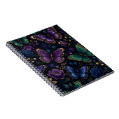 Dunkles elegantes Schmetterlingsmuster Notizblock (Rechte Seite)