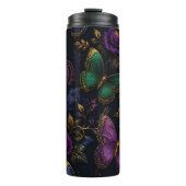 Dunkles elegantes Schmetterlingsmuster Thermosbecher (Vorderseite)