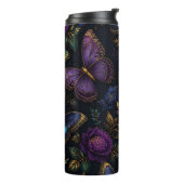 Dunkles elegantes Schmetterlingsmuster Thermosbecher (Nach links gedreht)
