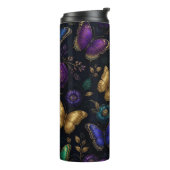 Dunkles elegantes Schmetterlingsmuster Thermosbecher (Nach links gedreht)