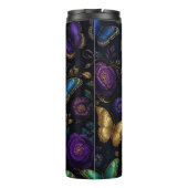 Dunkles elegantes Schmetterlingsmuster Thermosbecher (Rückseite)