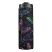 Dunkles elegantes Schmetterlingsmuster Thermosbecher (Vorderseite)