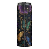 Dunkles elegantes Schmetterlingsmuster Thermosbecher (Rückseite)