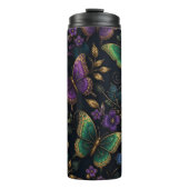 Dunkles elegantes Schmetterlingsmuster Thermosbecher (Vorderseite)