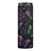 Dunkles elegantes Schmetterlingsmuster Thermosbecher (Rückseite)