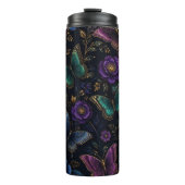 Dunkles elegantes Schmetterlingsmuster Thermosbecher (Vorderseite)