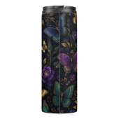 Dunkles elegantes Schmetterlingsmuster Thermosbecher (Rückseite)