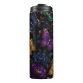 Dunkles elegantes Schmetterlingsmuster Thermosbecher (Vorderseite)