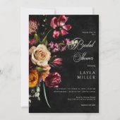 Dunkles elegantes Schwarzes Brautparty Einladung (Vorderseite)